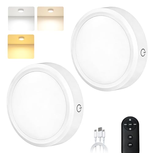 Puck Lights with Remote Control Rechargeable (2 Count)
