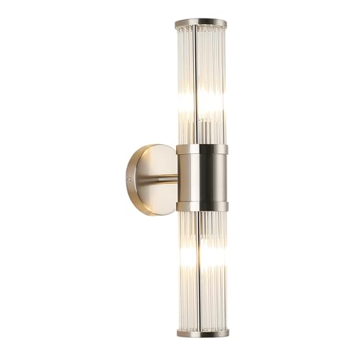 Brushed Nickel Wall Sconce with Glass Rods