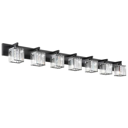 Black Vanity Light Crystal Bathroom Lighting Fixtures Modern Bathroom Vanity Light 7 Light