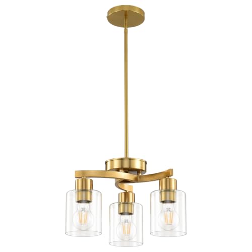 3 Light Brass Gold Dining Room Chandelier