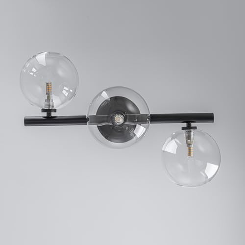 3 Light Semi Flush Mount Glass Ceiling Light Clear Globe