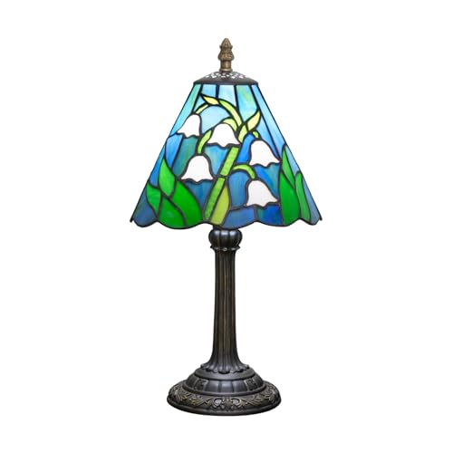 Tiffany Style Stained Glass Table Lamp Lily of The Valley Small Table Lamp Bedroom Bedside Lamp Living Room Dining Room Office Decoration Desk Lamp Home Decoration Creative Gift Scene Props