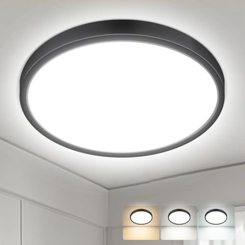 23INCH Big Dimmable Flush Mount Ceiling Light Fixture Black
