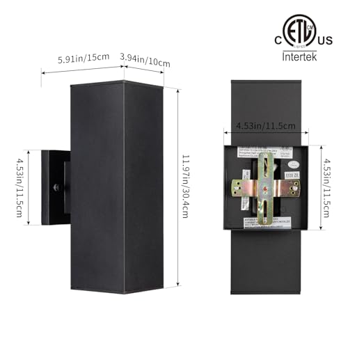 12" Modern Outdoor Porch Light in 2 Lights (2 Count)
