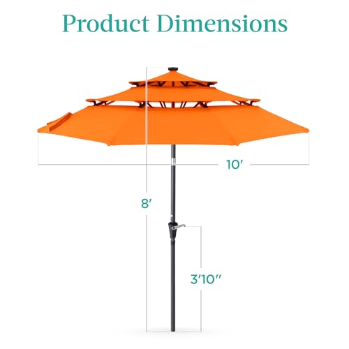 10ft 3 Tier Solar Patio Umbrella