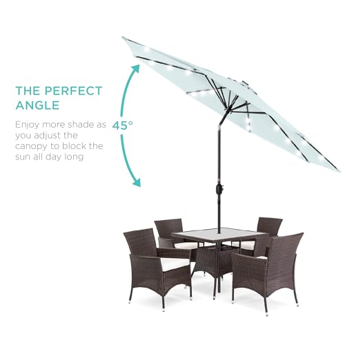 10ft Solar Polyester LED Lighted Patio Umbrella w