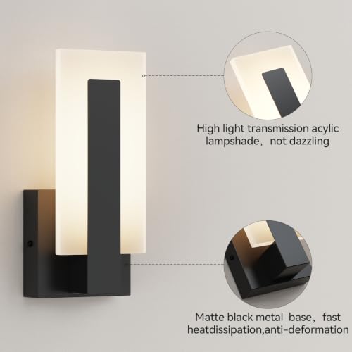 2 Pack Modern LED Wall Sconces (9.72inch 3000K Brightness Adjustable)