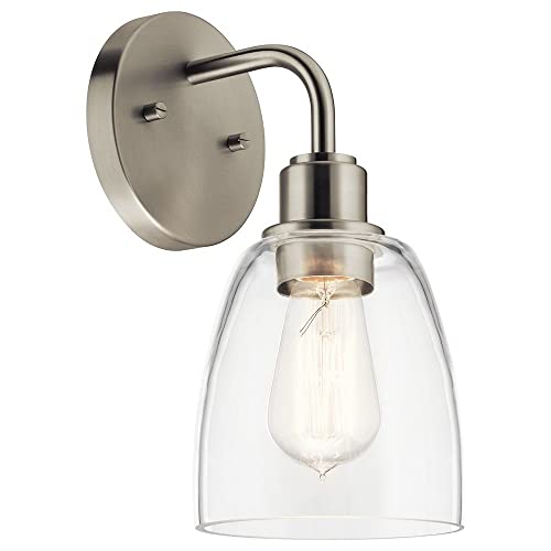 Meller 11.25 Inch 1 Light Wall Sconce with Clear Glass in Brushed Nickel