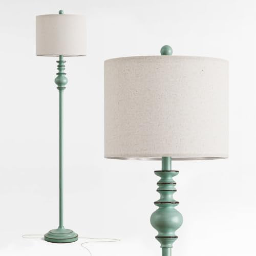 64.25" Farmhouse Floor Lamp with Remote (Rustic Blue)