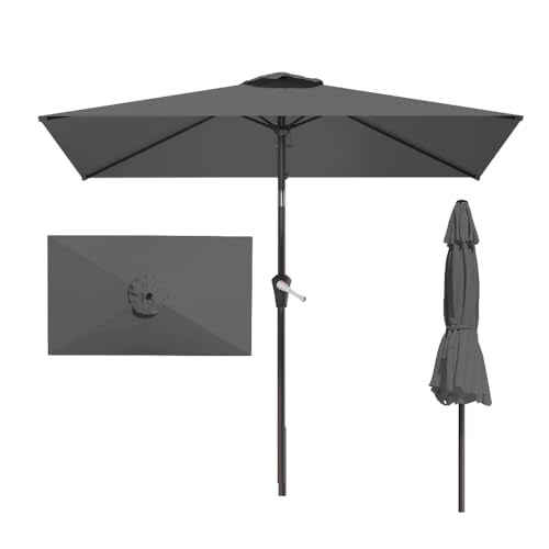 6.5' x 10' Rectangular Patio Umbrella Large Outdoor Market Umbrella w