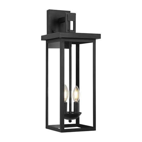 22'' Large Black Outdoor Wall Lantern