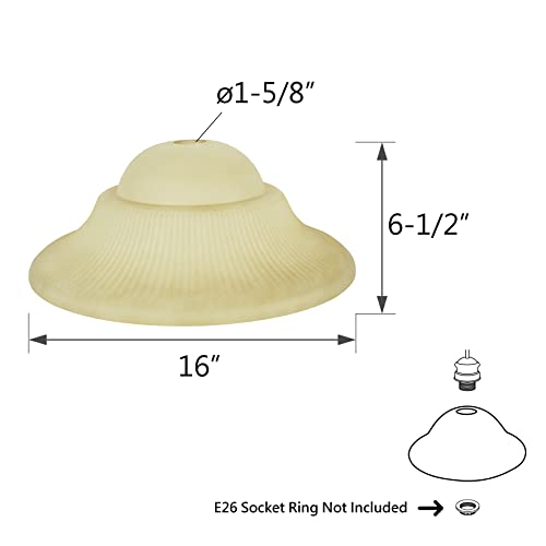 23119 01 Amber Traditional Replacement Glass Shade for Medium Base Socket Torchiere Lamp
