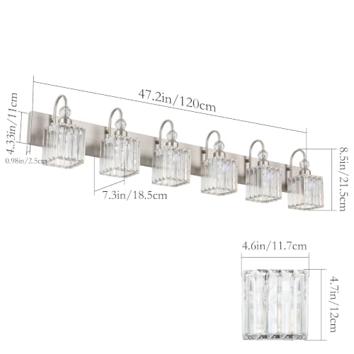 Crystal Vanity Light for Bathroom Brushed Nickel Modern 6 Light Bathroom Lighting Fixtures Over Mirror