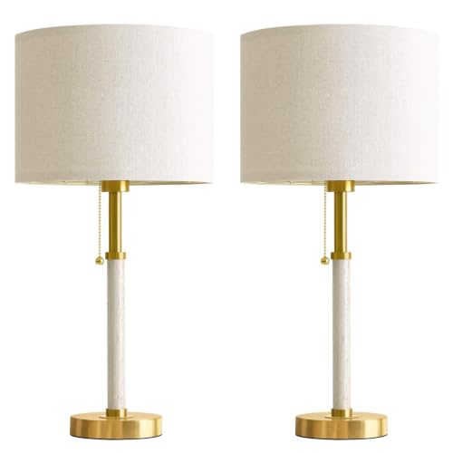Wood Table Lamps 22" Mid Century Modern Lamps for Bedroom Living Room Lamps (2 Count)