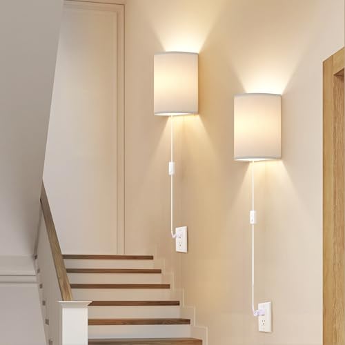 Plug in Wall Sconces Set of Two Wall Lights with On (2 Count)
