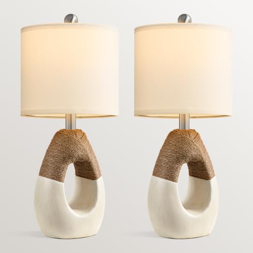 19'' Small Boho Table Lamps for Bedroom Set of 2 for Bedside