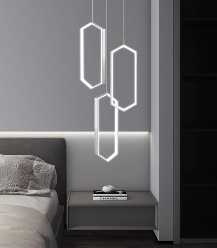 3 Rings Dimmable Pendant Lighting Adjust LED Mini Chandelier Ceiling Light Fixtures for Kitchen Island Dining Room Living Room Bedroom Silver