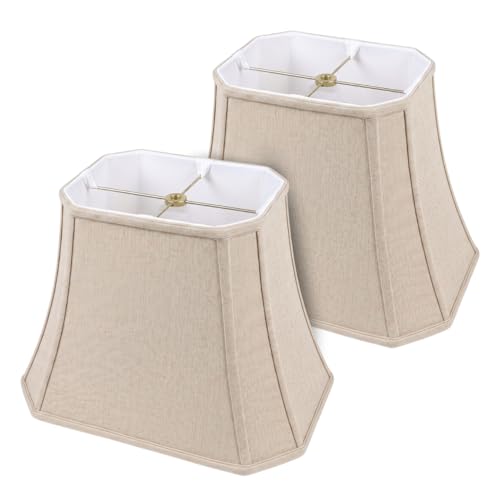 BSO-710-14LNBG-2 Rectangle Cut Corner Basic Lamp Shade, (6x8) x (9x14) x 10.5, Linen Beige, 2-Pack (2 Count)