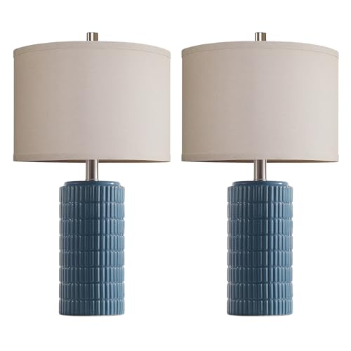 23" Set of 2 Farmhouse Ceramic Table Lamps for Living Room (2 Count)