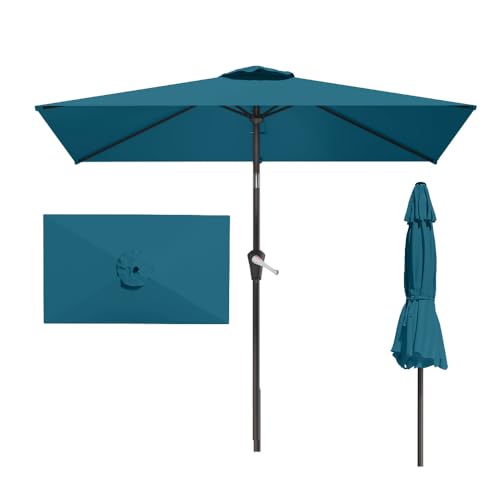 6.5' x 10' Rectangular Patio Umbrella Large Outdoor Market Umbrella w