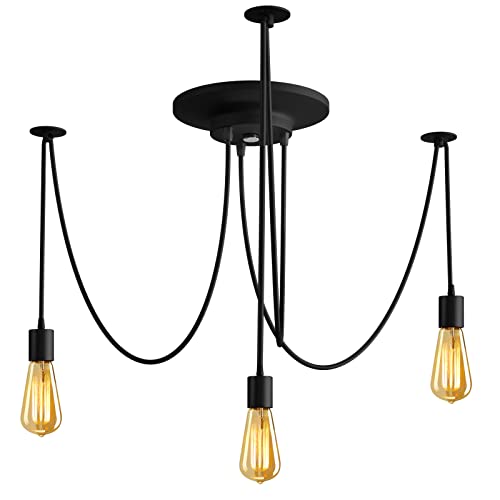 Vintage Edison Multiple Ajustable DIY Ceiling Spider Lamp Light Pendant Lighting Chandelier Modern Chic Industrial Dining Without Romote Control