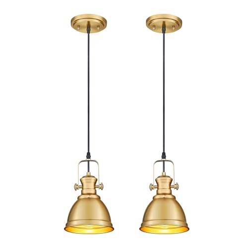 2 Pack Brushed Gold Pendant Lights for Kitchen Island (2 Count)