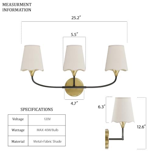 Black Gold Bathroom Light Fixtures Over Mirror (Black Gold / 3 Light)