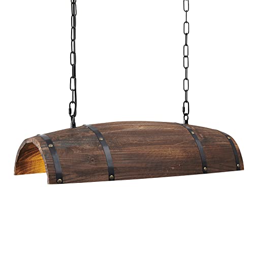 Antique Wood Wine Barrel Pendant Light