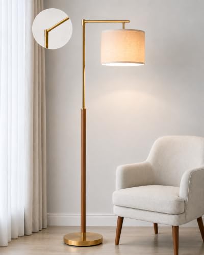 Real Wood Floor Lamps for Living Room (Soild Wood & Gold)