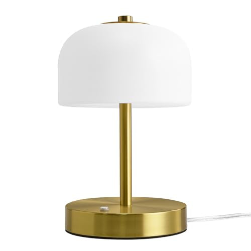 9" Corded Touch Control Gold Table Lamp with USB A+C Charging Ports