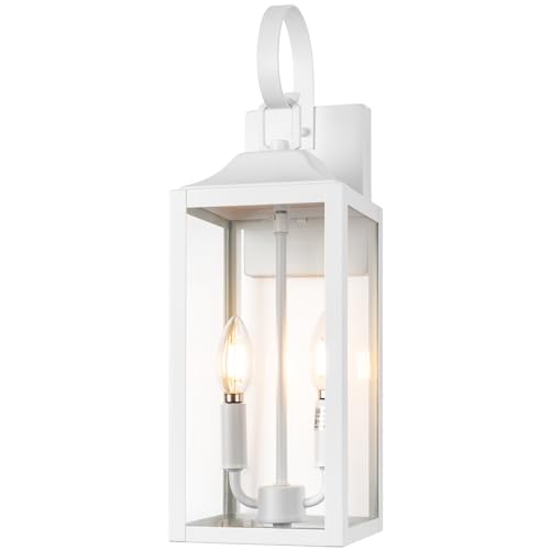19" White Large Outdoor Wall Lantern 2