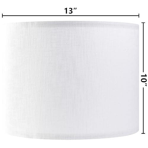 White Textured Drum lampshade Medium Lamp Shade 13" Top x 13" Bottom x 10" High