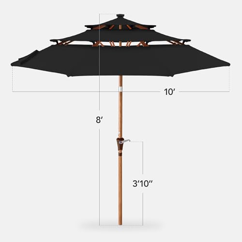 10ft 3 Tier Solar Patio Market Umbrella