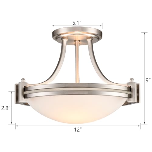 Brushed Nickel Semi Flush Mount Ceiling Light