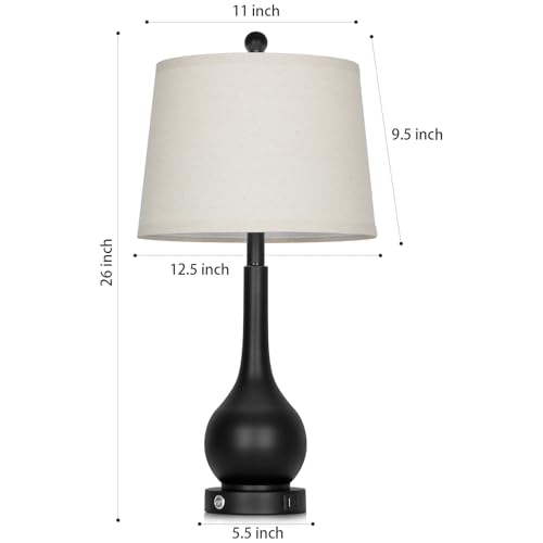 26" Black Table Lamps Set of 2 for Living Room (2 Count)