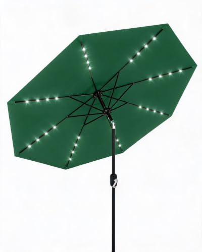 9FT Solar LED Patio Umbrella with Tilt & Crank