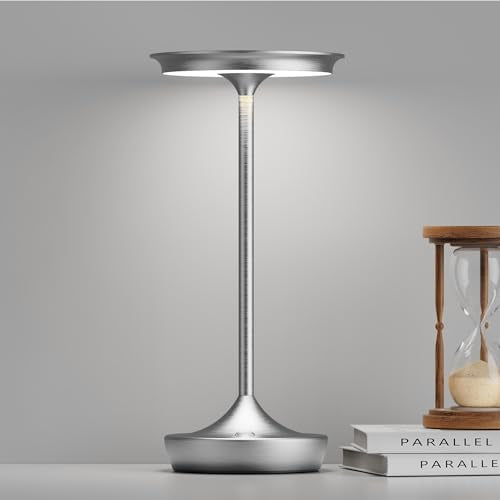 LED Cordless Table Lamp 6000mAh Rechargeable Battery Outdoor Light Silver