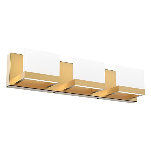 Gold Bathroom Vanity Light Fixtures Modern LED 3 Lights Vanity Light for Bathroom Up and Down Wall Light Fixtures 6000K