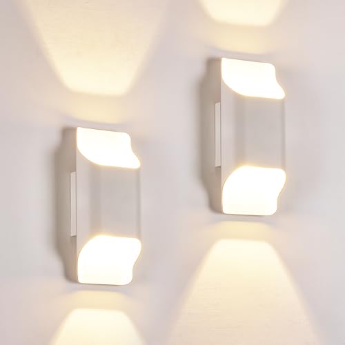 White Up & Down Indoor Outdoor LED Wall Sconce (Cream White / 2 pack)