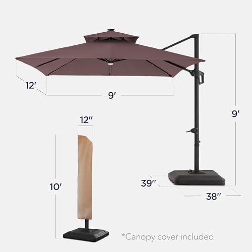 9x12ft LED Cantilever Patio Umbrella w