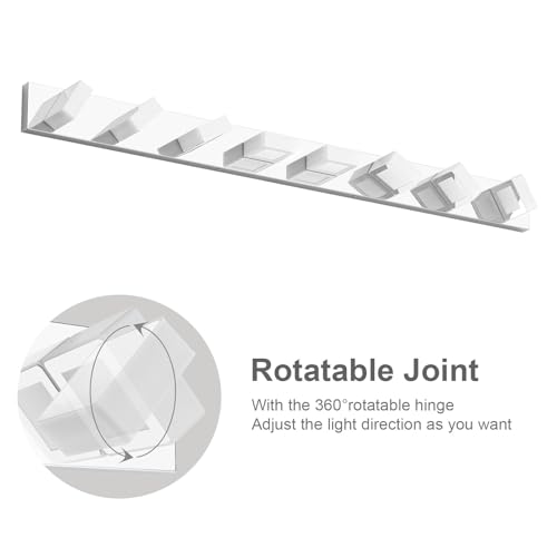 52" Modern Chrome Vanity Lights 8 Lights Acrylic Stainless Steel LED Vanity Light Fixtures Chrome Bathroom Lighting Over Mirror