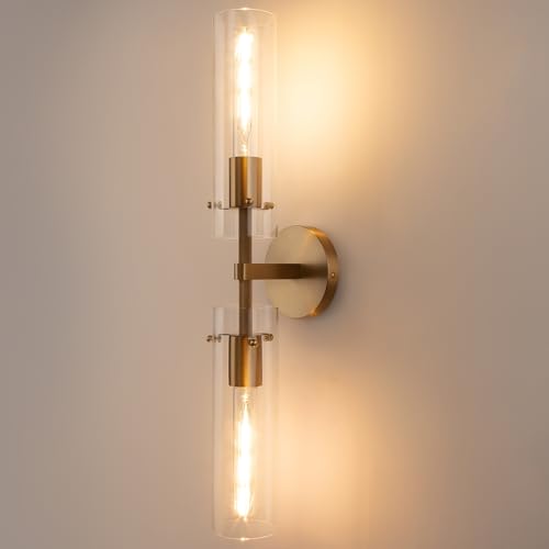 Brass Gold 2 Light Knurled Wall Sconce