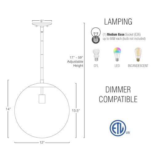 Ceres 14" Modern Globe Pendant Light for Kitchen Island