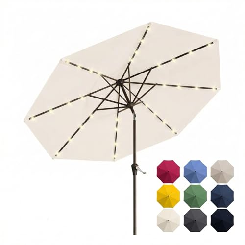 10FT Solar Patio Umbrella with Lights