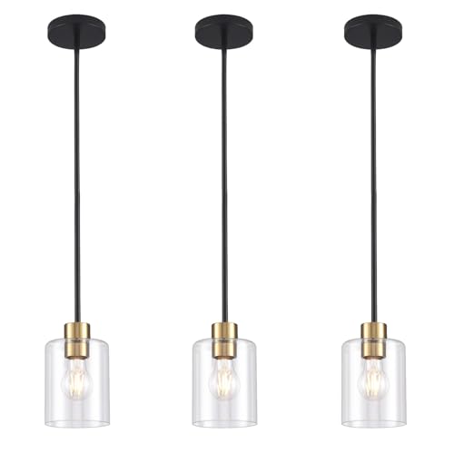 Modern 3 Pack Black Gold Pendant Lights for Kitchen Island (3 Count)