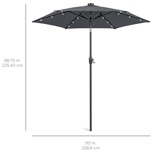 7.5ft Solar Umbrella LED Lighted Patio Umbrella