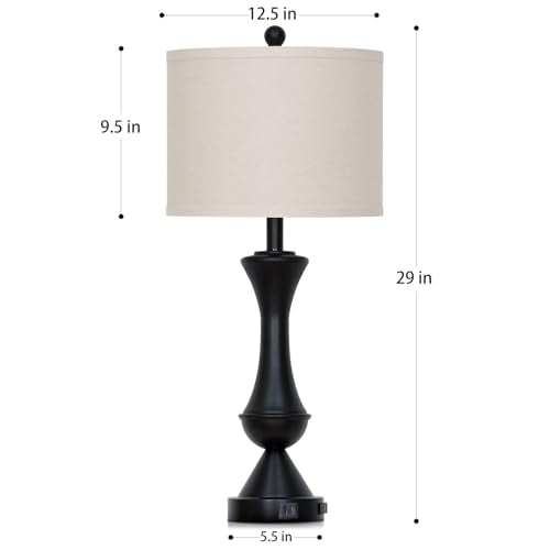 29" Black Tall Table Lamps for Living Room (2 Count)