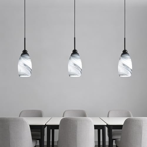 Industrial Pendant Light with Glass Shade Matte Black Pendant Lighting Adjustable Industrial Retro Style Hanging Light