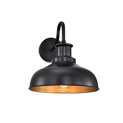 Outdoor Barn Light Outdoor Wall Sconce Farmhouse Rustic Exterior Wall Mount Lights Vintage Outside Lighting Fixture Industrial Black Lantern Works with Gooseneck Barn Porch Entryway Garage Shed