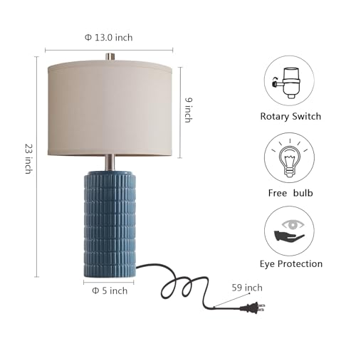 23" Set of 2 Farmhouse Ceramic Table Lamps for Living Room (2 Count)